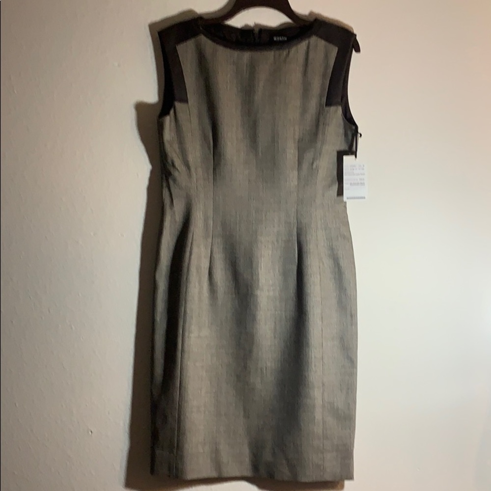 Sheath dress trim with genuine leather